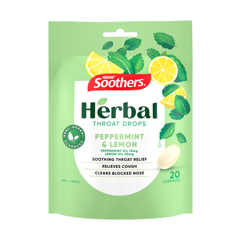 Soothers Herbal Peppermint & Lemon 20 Lozenges