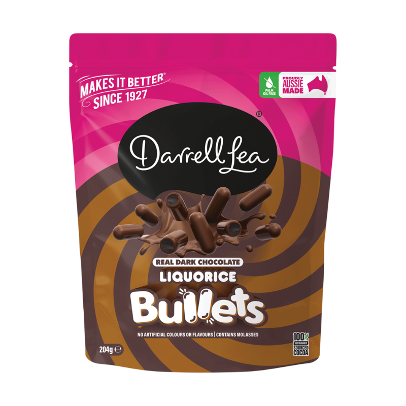 Darrell Lea Bullets Dark Chocolate Liquorice 204g