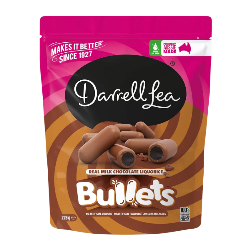 Darrell Lea Bullets Milk Chocolate Liquorice 226g
