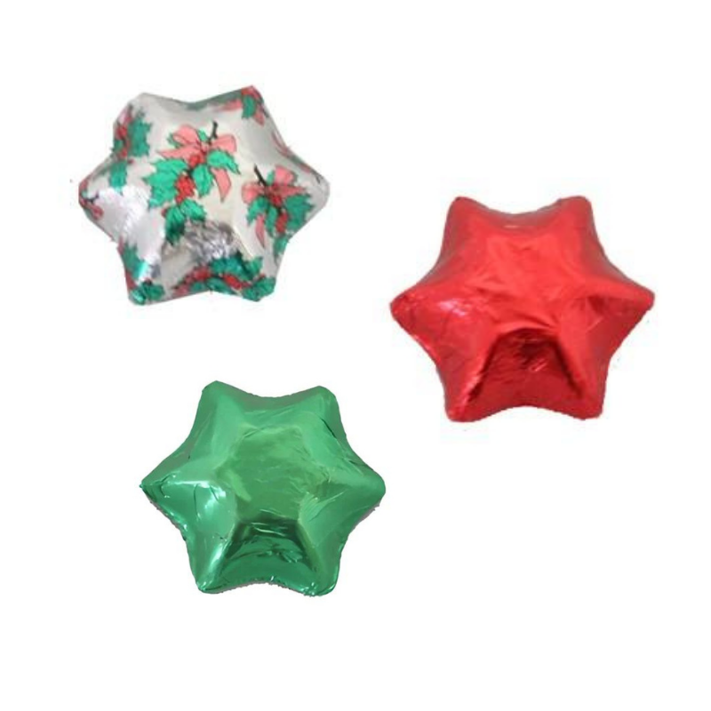 Chocolate Foil Stars Holly, Red, Green Xmas Mix 500g