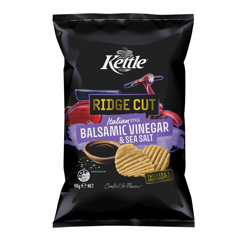 Kettle Ridge Cut Italian Balsamic Vinegar & Sea Salt 90g x 12 (1 Box)