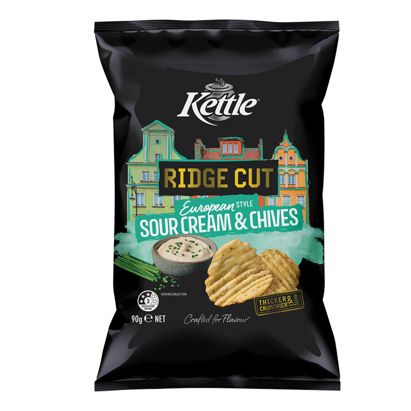 Kettle Ridge Cut European Sour Cream & Chives 90g x 12 (1 Box) – My ...