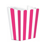 Popcorn Box Striped Hot Pink 5pcs (13 x 9.5 cm)