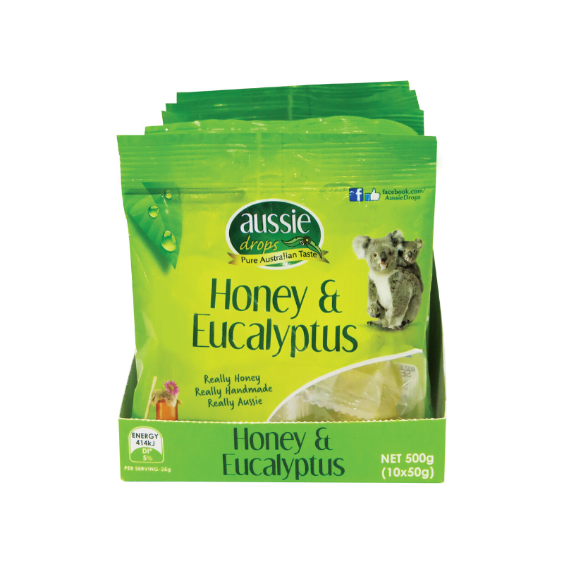 Aussie Drops Honey & Eucalyptus Drops 50g