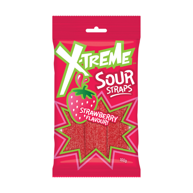 X Treme Sour Straps Strawberry 160g