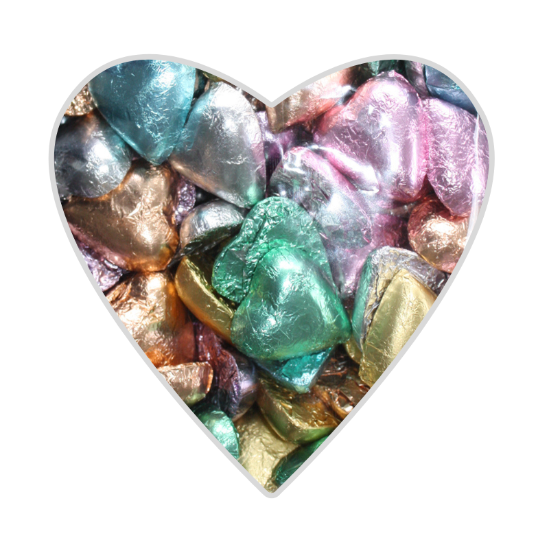 Chocolate Foil Hearts Mixed Colours 500g