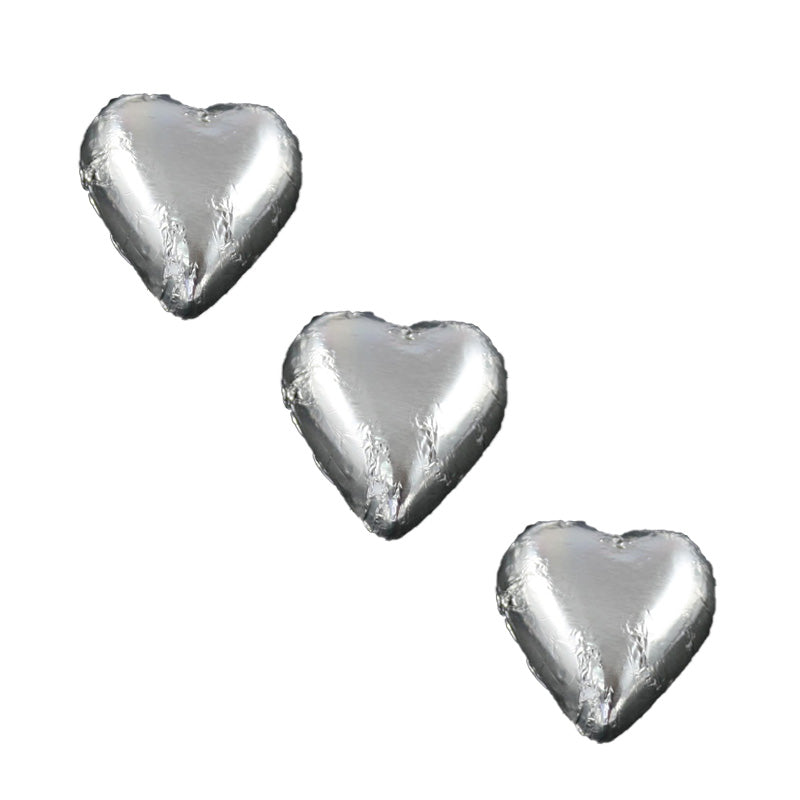 Chocolate Foil Hearts Silver